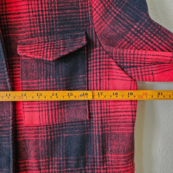 LEVI'S Women's Red & Black Plaid Wool Blend Zipper and Snap Button Jacket Sz S - Picture 12 of 16